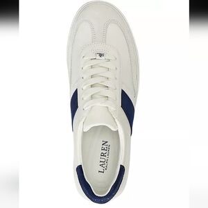 Ralph Lauren White and Navy Leather Sneakers